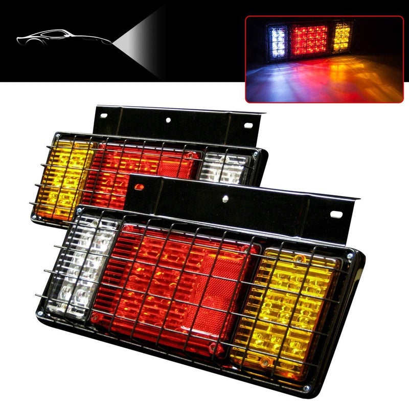 LIMICAR 2PCS 40 LED Trailer Tail Lights Kit with Iron Net Protection Turn Signal Brake Reverse Running Lights, LED Trailer Lights for Isuzu NPR NPR-HD NRR NQR NKR NHR FSR FRR Truck - Image 1